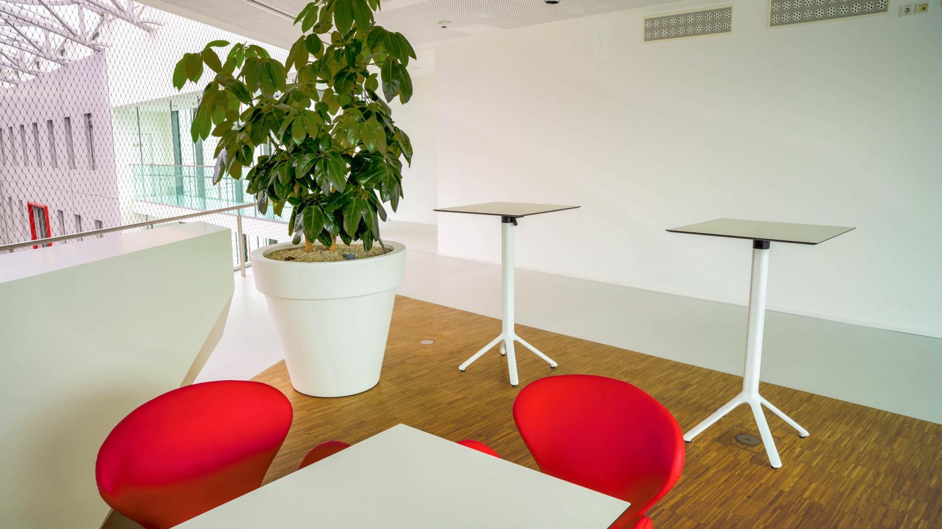 Stehtische und Sessel