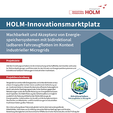Machbarkeit und Akzeptanz von Energiespeichersystemen mit bidirektional ladbaren Fahrzeugflotten im Kontext industrieller Microgrids